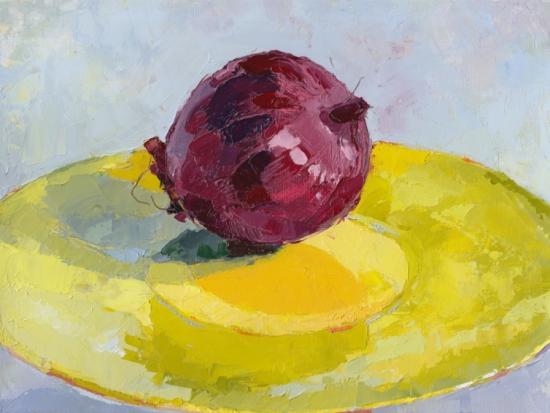 Red Onion on Yellow Plate